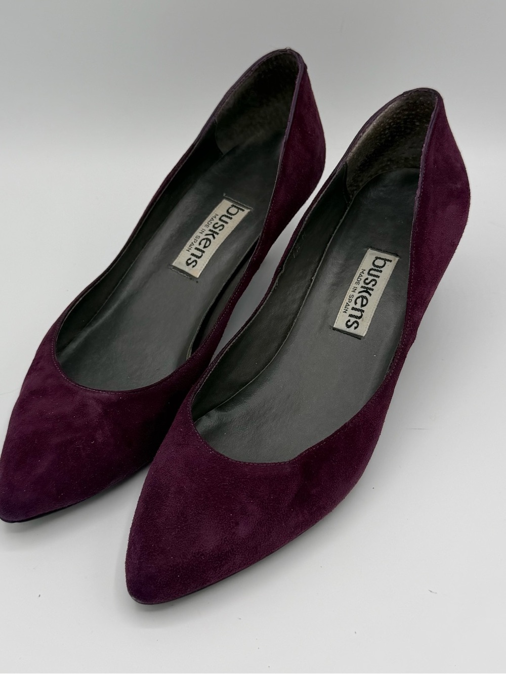 Vintage Buskens Purple Suede Pointed Toe Heels Pumps Made in Spain Size 7.5